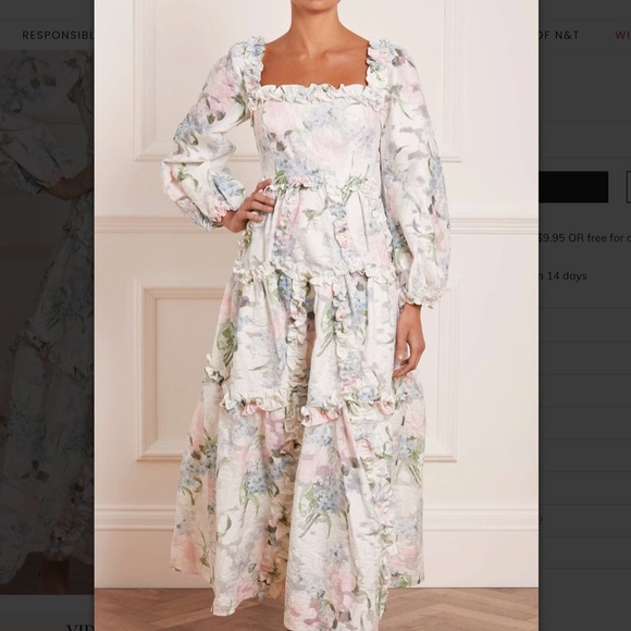 Needle and Thread floral gown NWOT🤍🤍🤍 - Picture 5 of 14